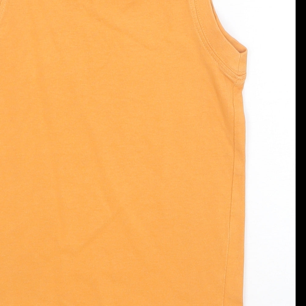 TU Boys Orange Cotton Basic Tank Size 5 Years Round Neck Pullover