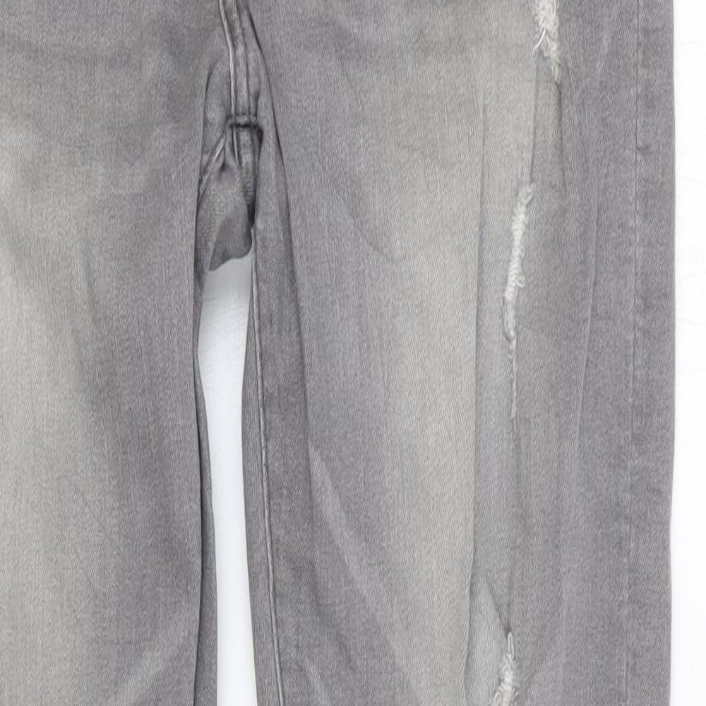 Preworn Womens Grey Cotton Skinny Jeans Size 32 in Regular Button