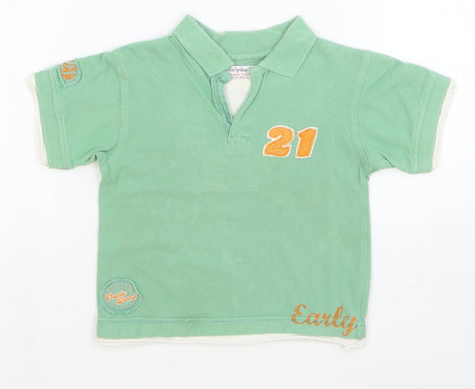 Early Days Boys Green Cotton Basic Polo Size 18-24 Months Collared Pullover
