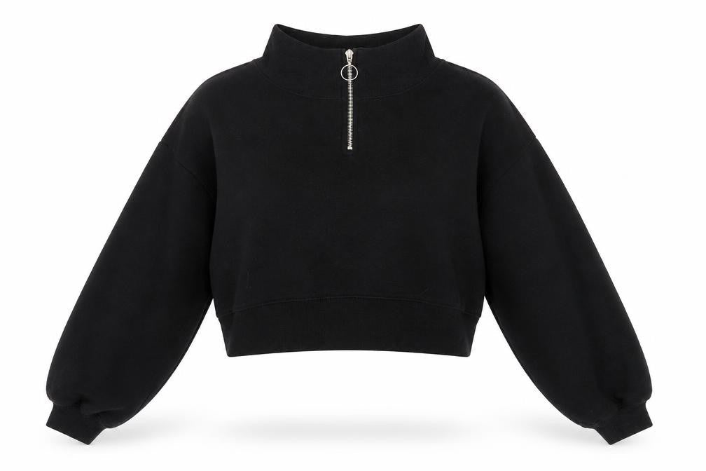 Divided Womens Black Chlorofibre Pullover Sweatshirt Size S Zip
