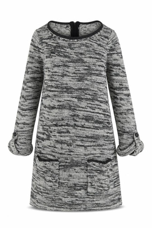 F&F Womens Grey Cotton Jumper Dress Size 6 Scoop Neck Pullover