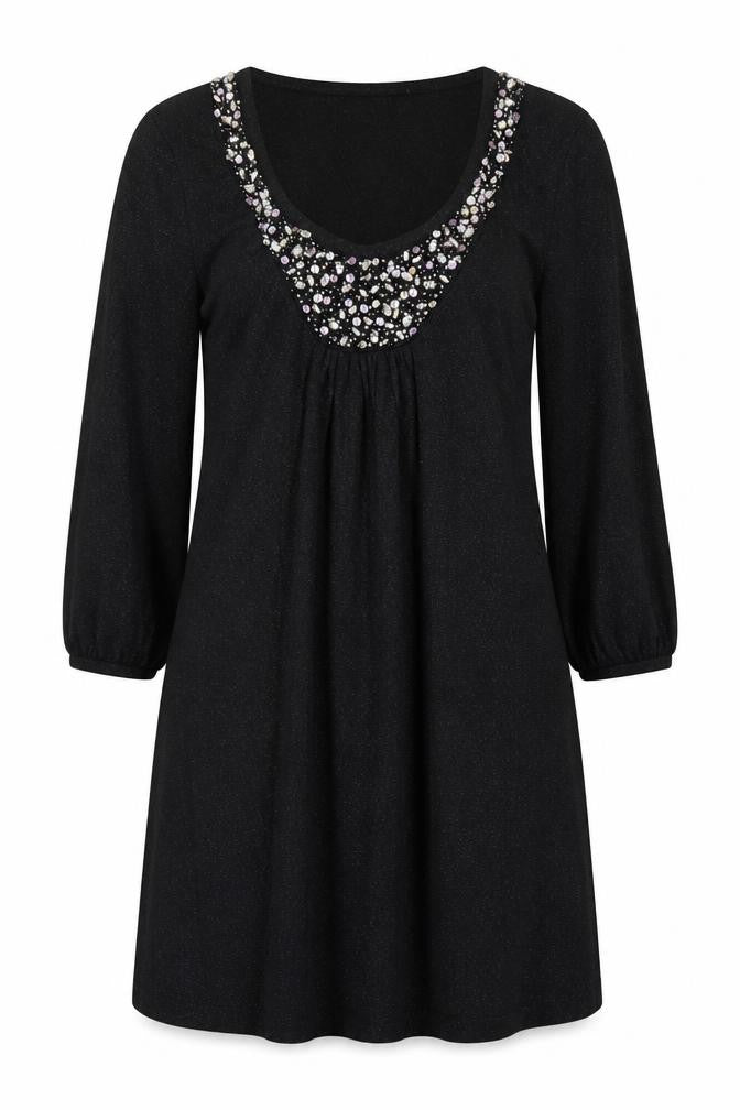 Marks & Spencer Womens Black Cotton A-Line Size 10 Scoop Neck Pullover