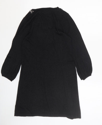 Marks & Spencer Womens Black Cotton A-Line Size 10 Scoop Neck Pullover