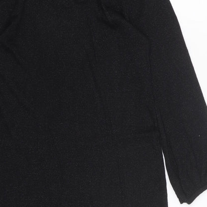 Marks & Spencer Womens Black Cotton A-Line Size 10 Scoop Neck Pullover