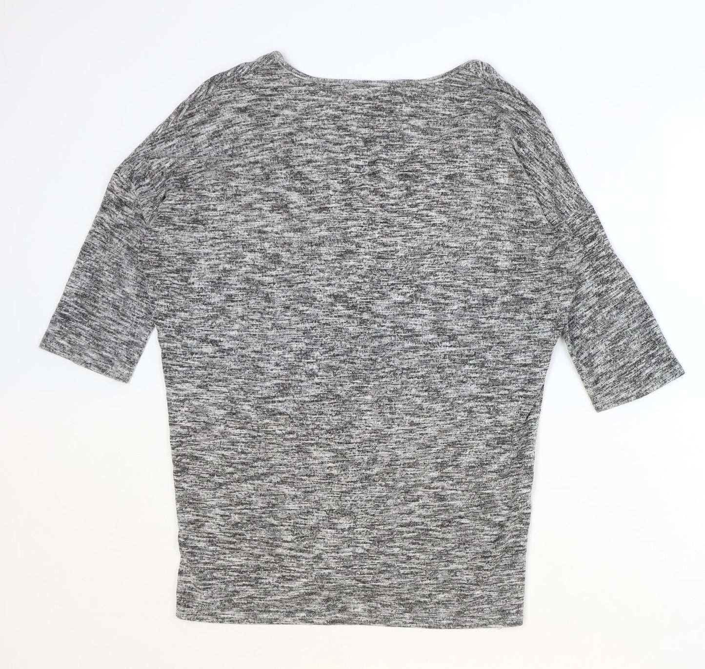 New Look Womens Grey Polyester Basic Blouse Size S V-Neck