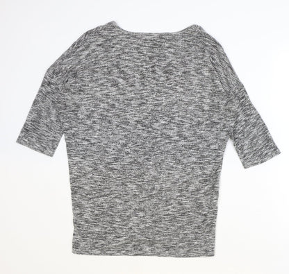 New Look Womens Grey Polyester Basic Blouse Size S V-Neck