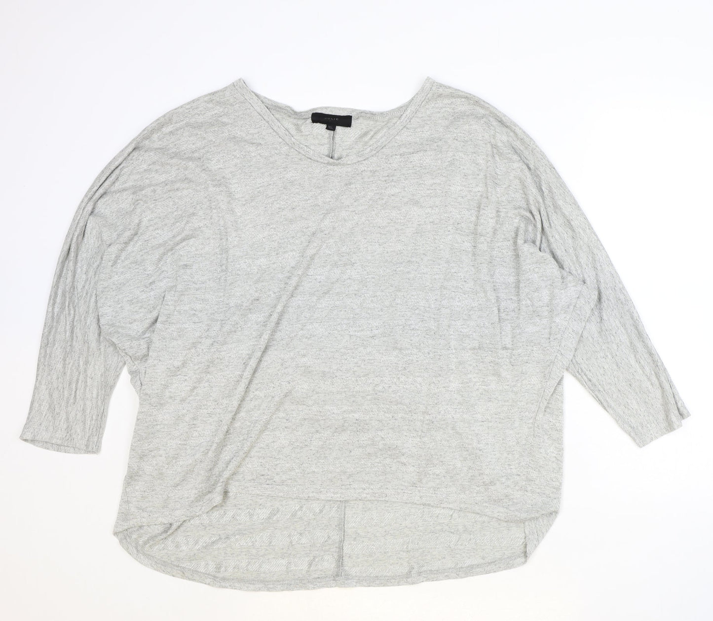 JULIE Womens Grey Polyester Basic Blouse Size M Scoop Neck - Size M/L, Batwing