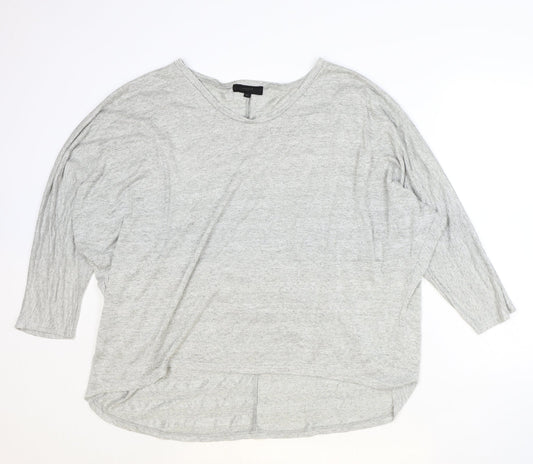 JULIE Womens Grey Polyester Basic Blouse Size M Scoop Neck - Size M/L, Batwing