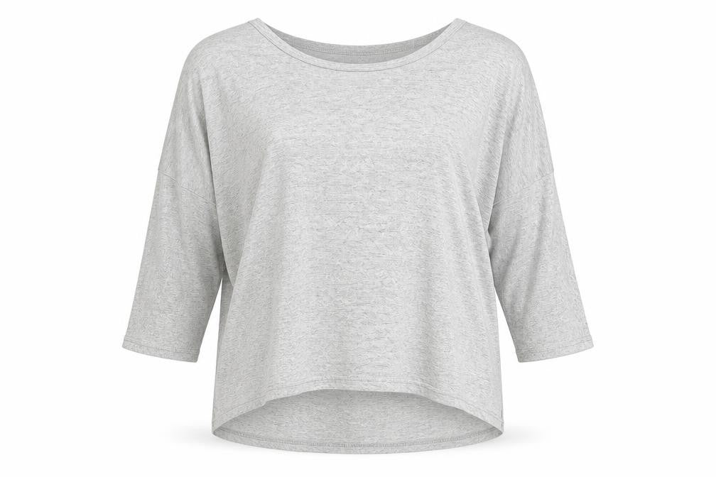 JULIE Womens Grey Polyester Basic Blouse Size M Scoop Neck - Size M/L, Batwing