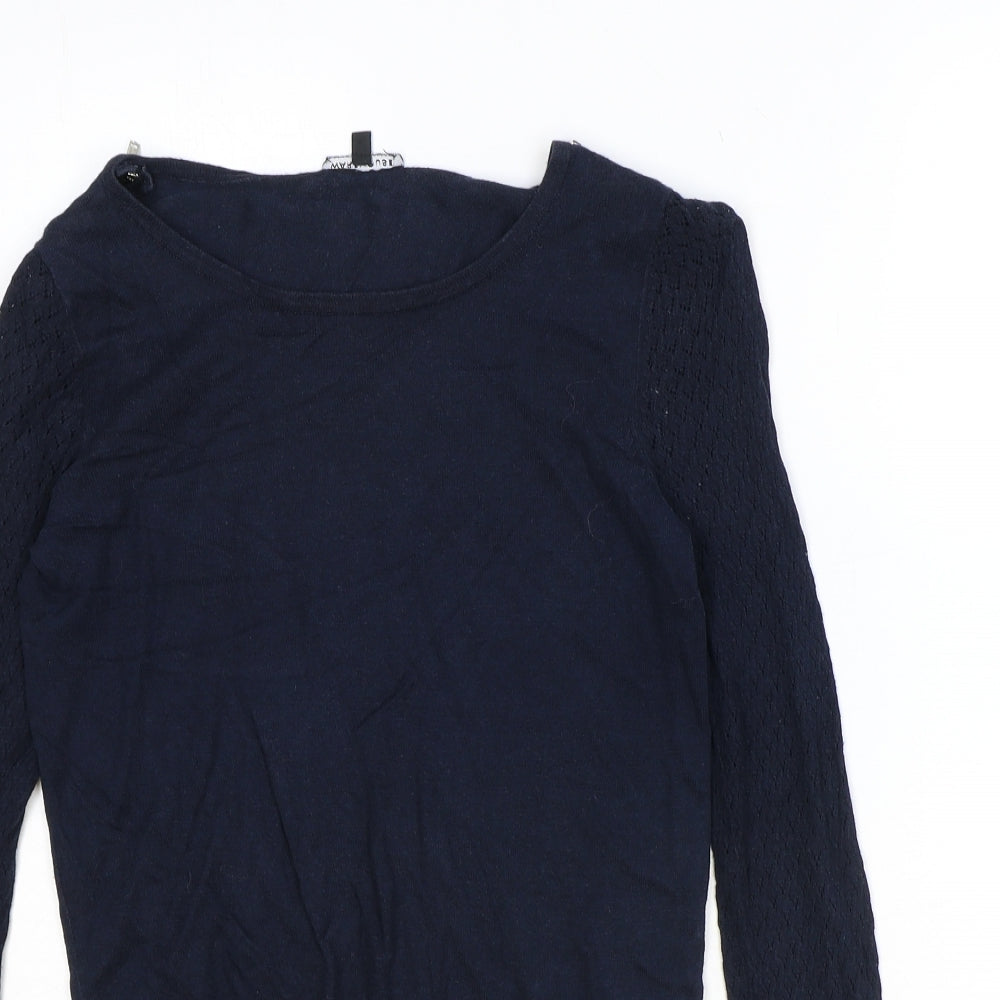 Warehouse Womens Blue Boat Neck Cotton Pullover Jumper Size 8 Pullover