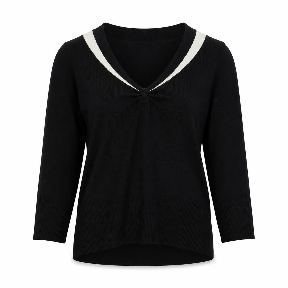 Preworn Womens Black V-Neck Acrylic Pullover Jumper Size M