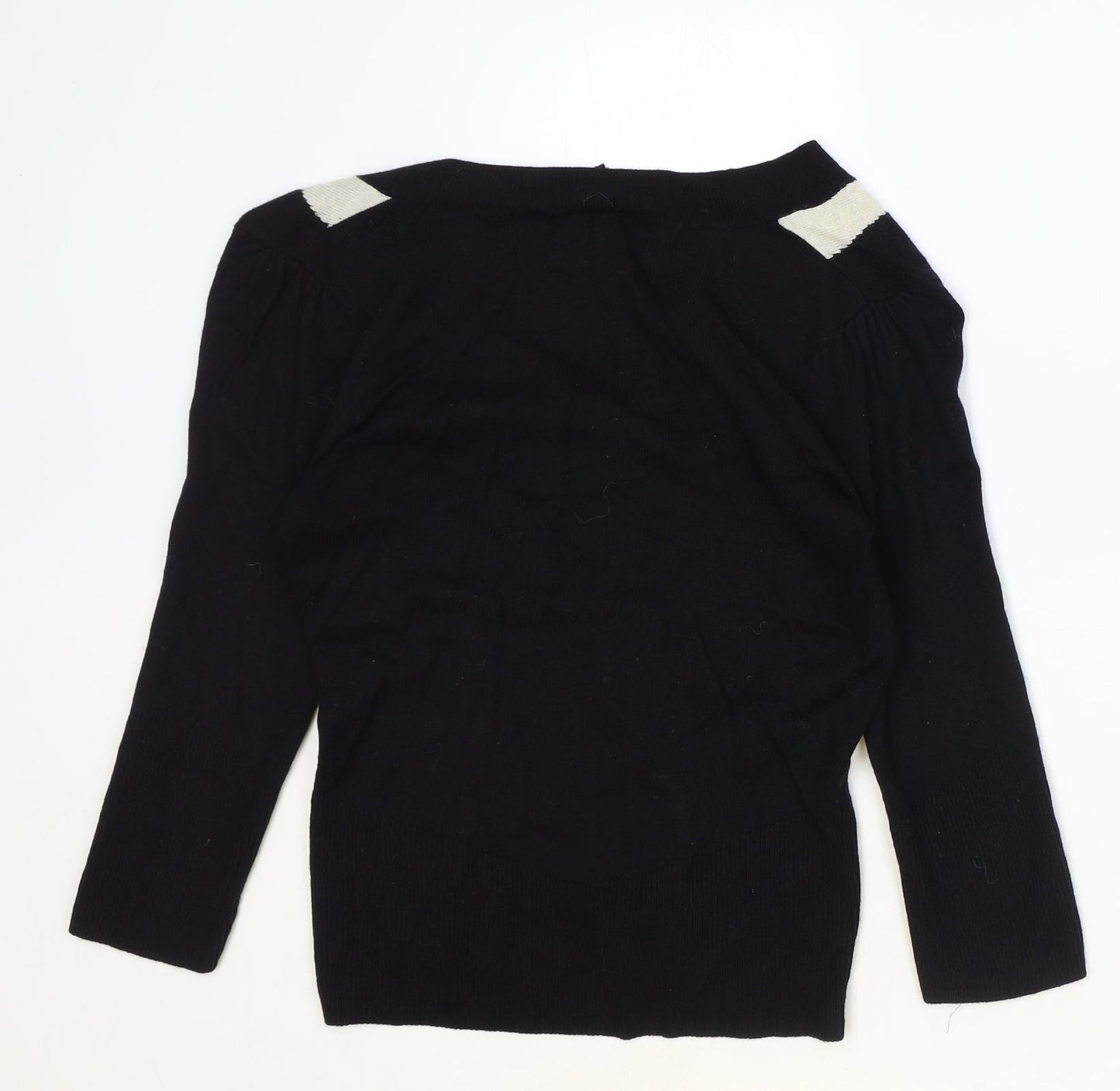 Preworn Womens Black V-Neck Acrylic Pullover Jumper Size M