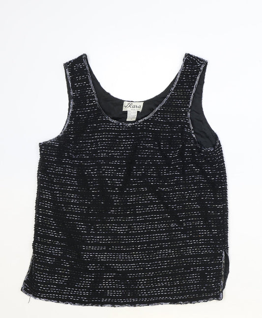 Ikana Womens Black Polyester Basic Tank Size M Scoop Neck