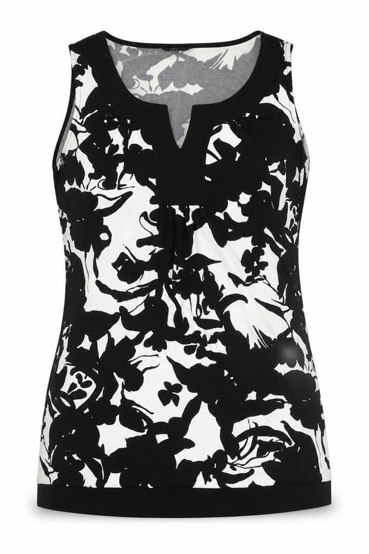 Marks and Spencer Womens Black Geometric Polyester Basic Tank Size 10 V-Neck