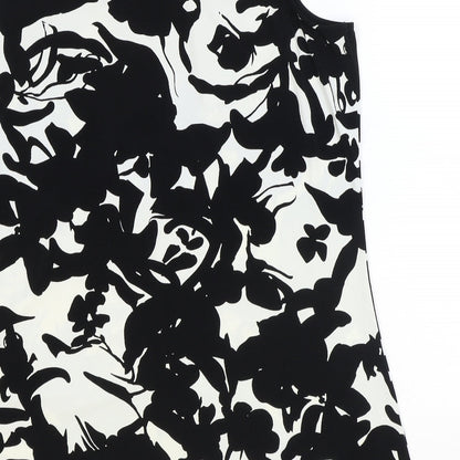 Marks & Spencer Womens Black Geometric Polyester Basic Tank Size 10 V-Neck