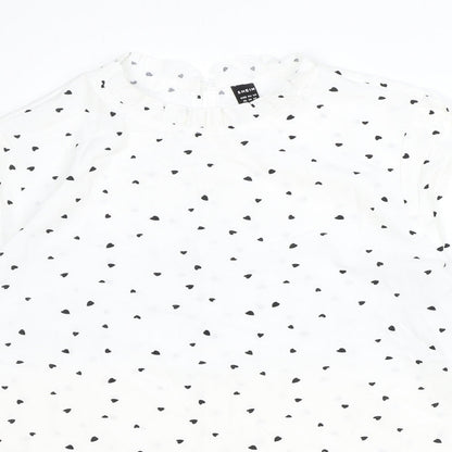 SHEIN Womens Ivory Geometric Polyester Basic Blouse Size XL Round Neck - Love Hearts