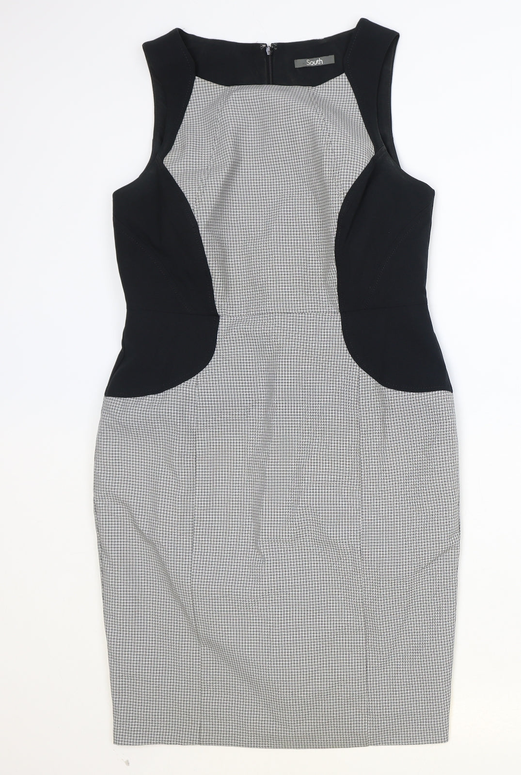 South Womens Grey Polyester Pencil Dress Size 12 Boat Neck Zip