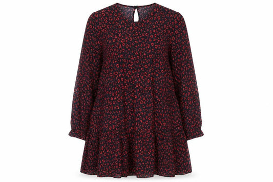 Zara Womens Black Geometric Viscose A-Line Size M Round Neck Button