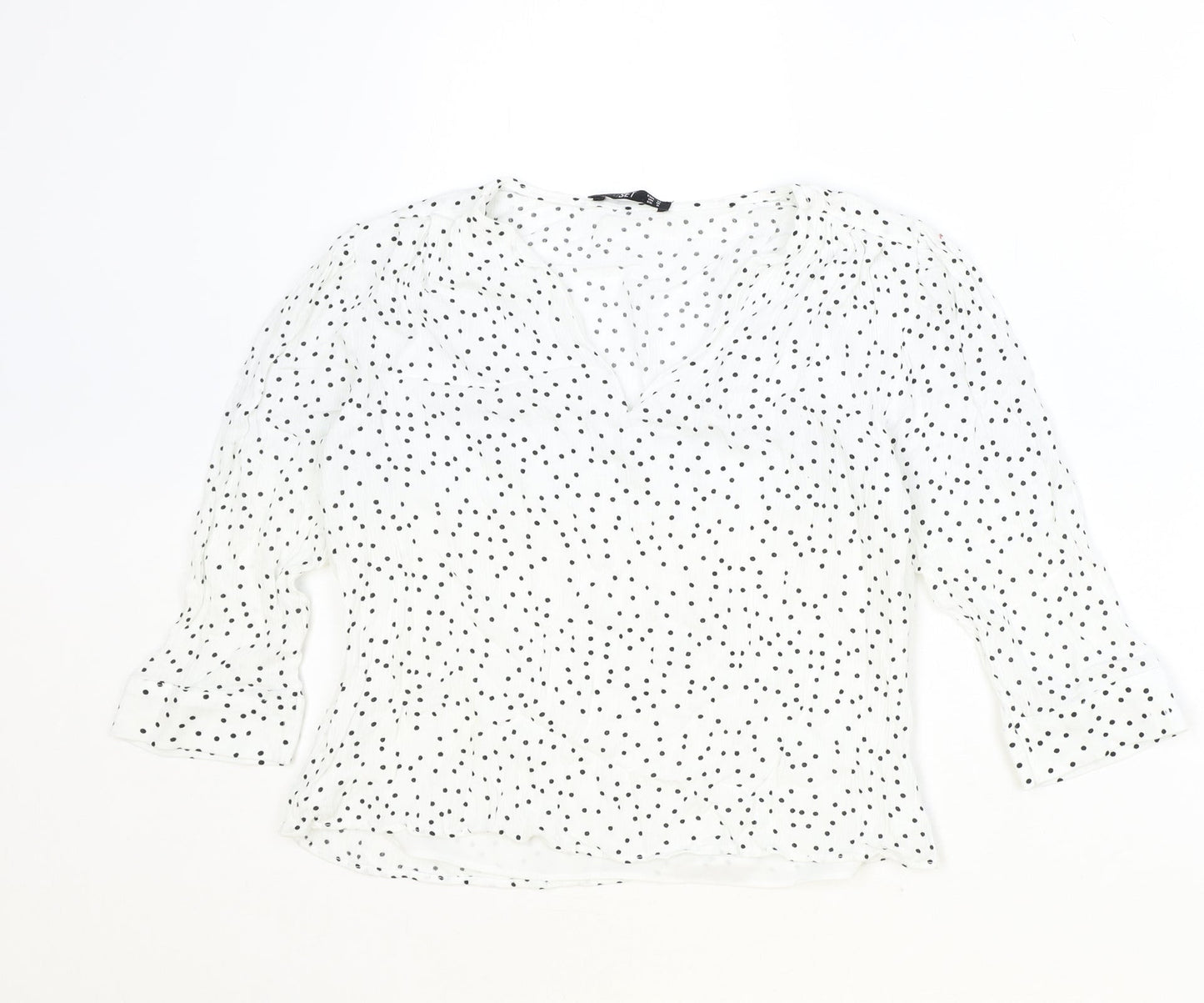Closet Womens Ivory Geometric Polyester Basic Blouse Size M V-Neck