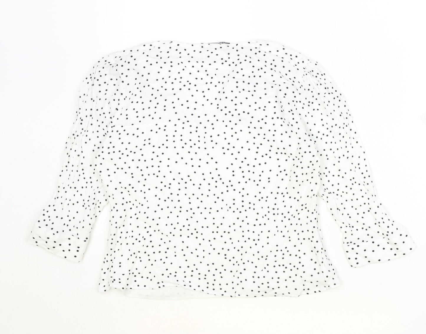 Closet Womens Ivory Geometric Polyester Basic Blouse Size M V-Neck