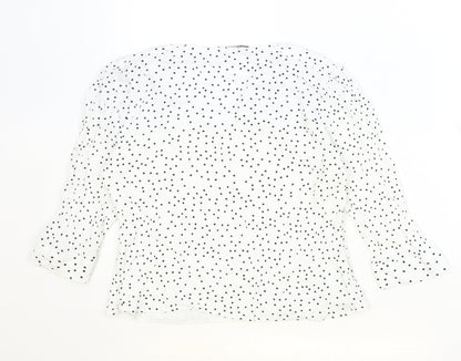 Closet Womens Ivory Geometric Polyester Basic Blouse Size M V-Neck