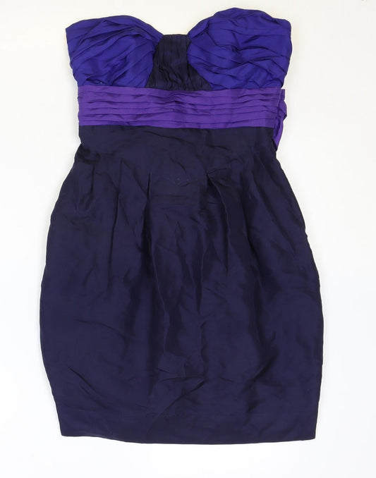 Warehouse Womens Purple Silk Mini Size 8 Sweetheart Zip