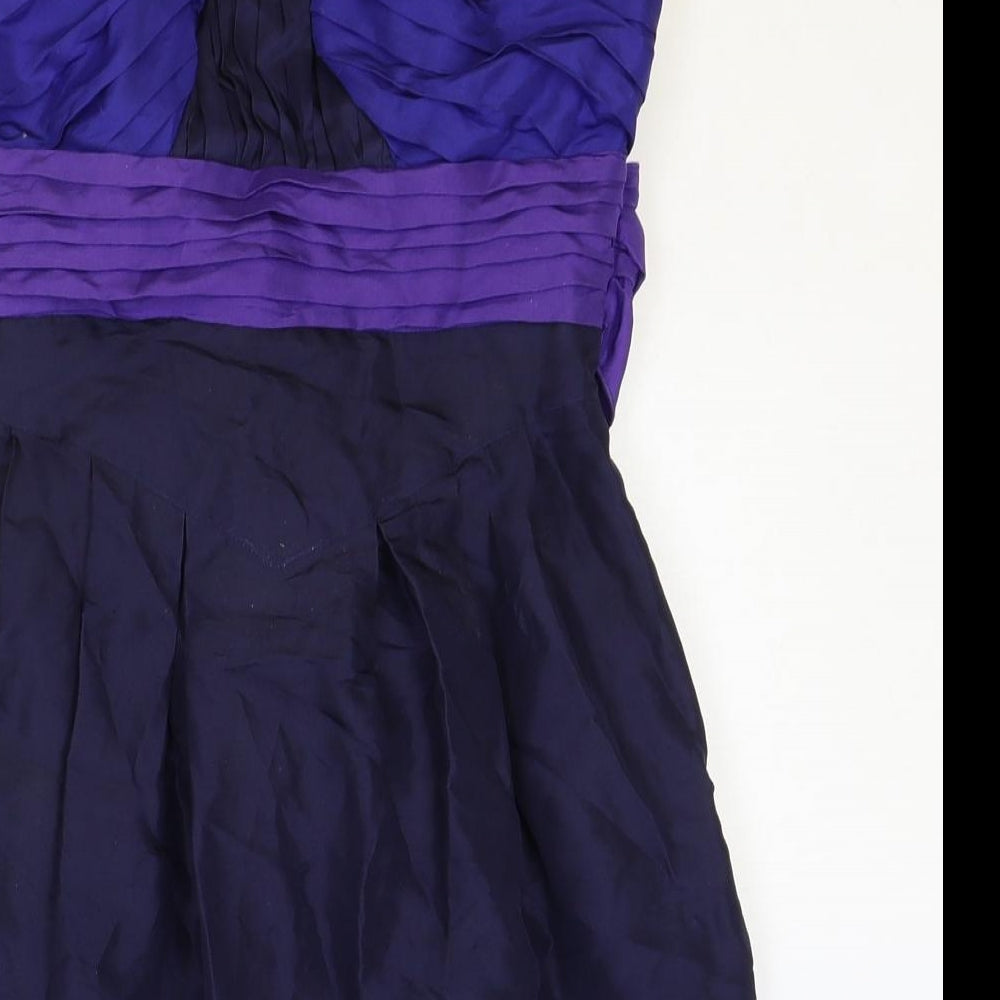 Warehouse Womens Purple Silk Mini Size 8 Sweetheart Zip