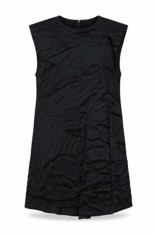 Zara Womens Black Viscose Tank Dress Size M Round Neck Zip