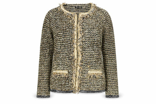 Cashmia Womens Gold Scoop Neck Acrylic Cardigan Jumper Size S