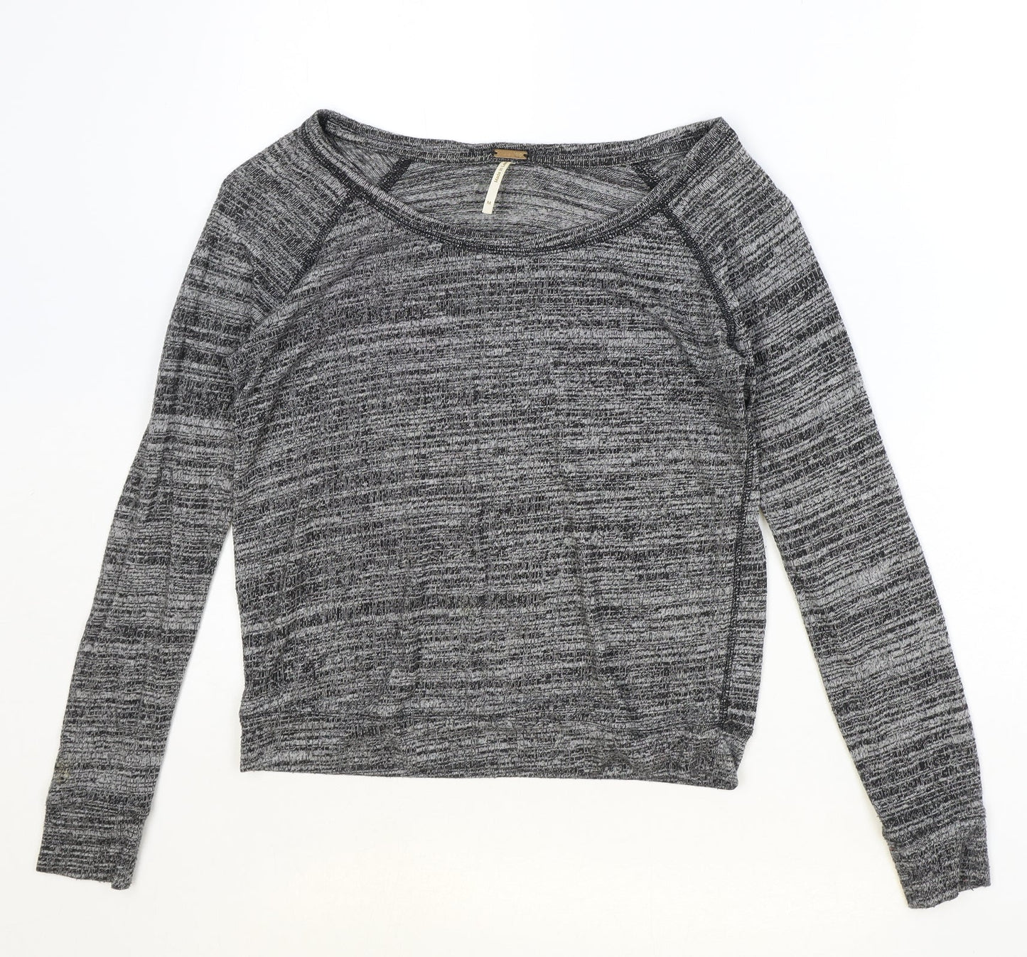 Poof Womens Grey Boat Neck Polyester Pullover Jumper Size M Pullover