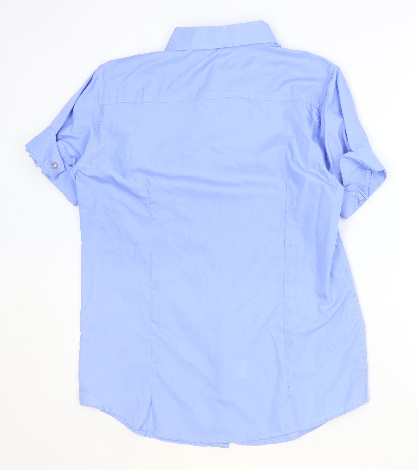 Hesher Wong Womens Blue Cotton Basic Button-Up Size XL Collared