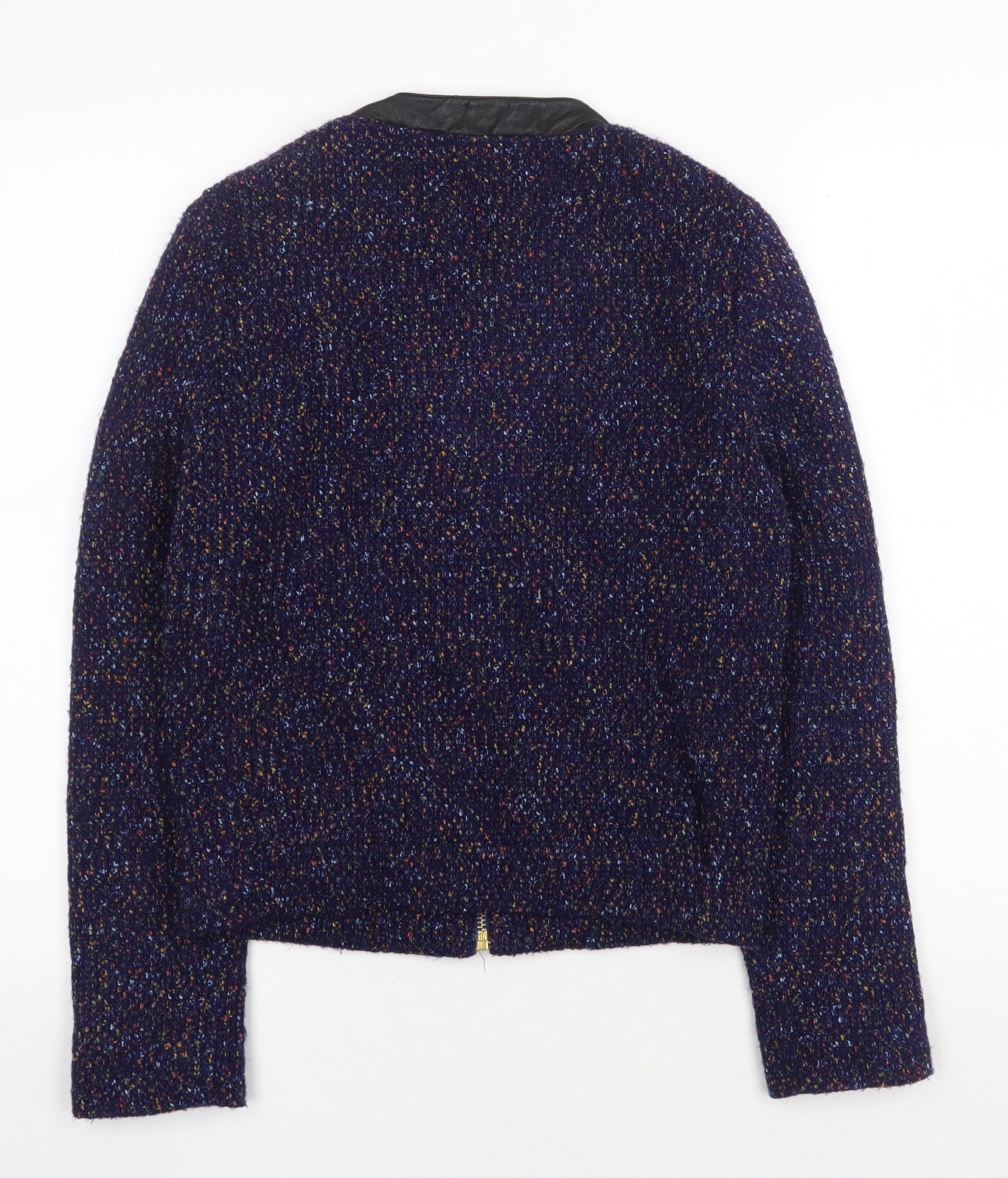 Yumi Womens Blue Geometric Jacket Size 8 Zip