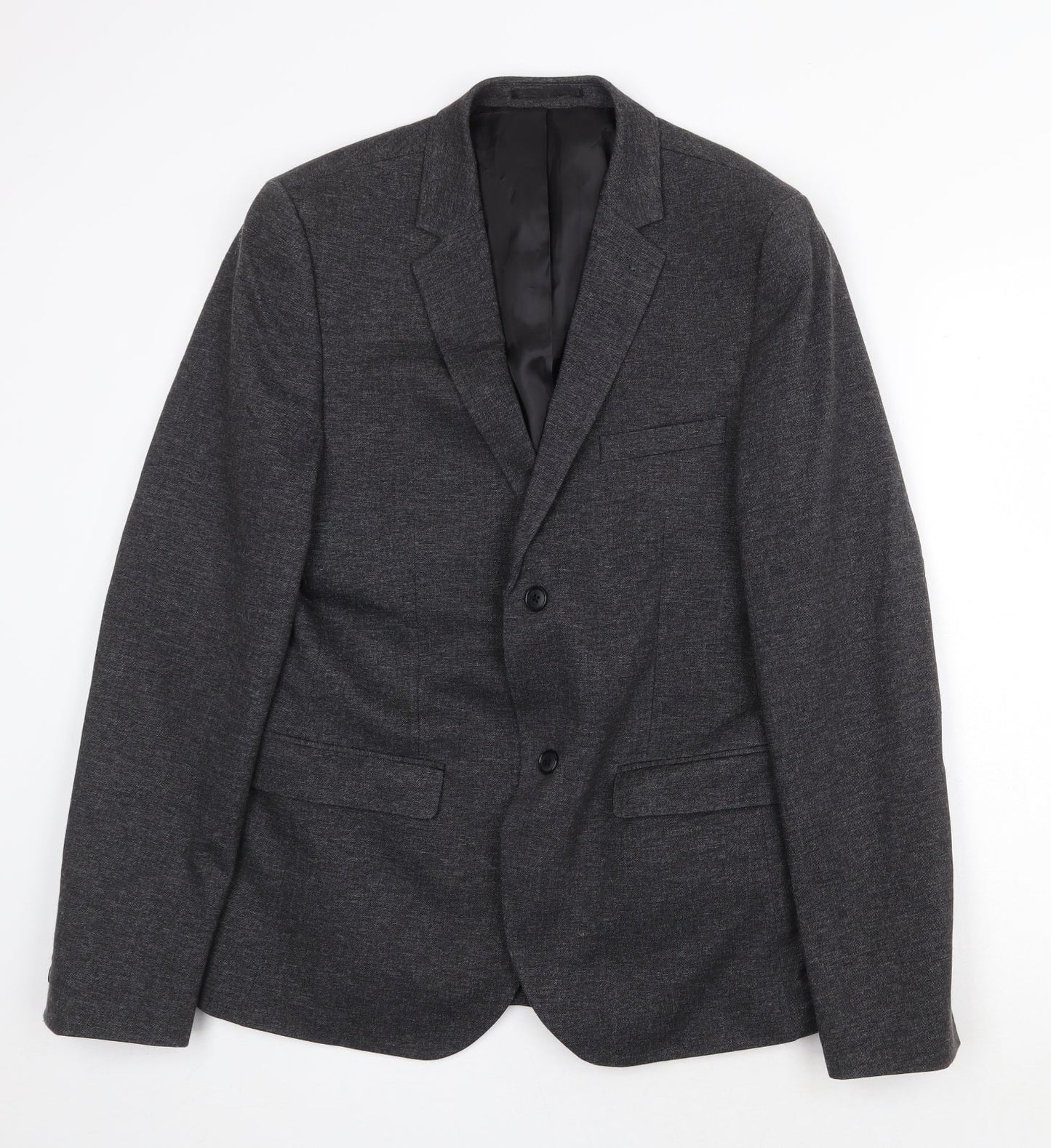 Topman Mens Grey Viscose Jacket Suit Jacket Size 38 Regular