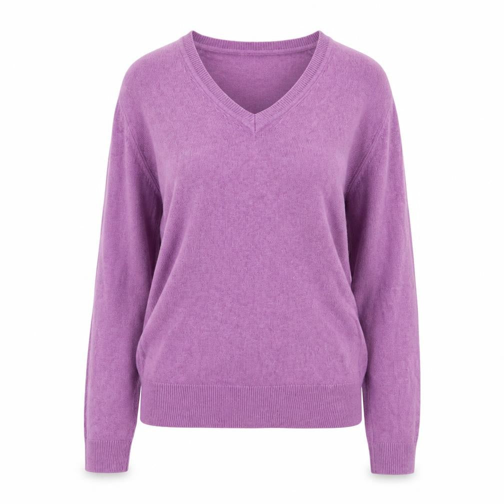 Marks & Spencer Womens Purple V-Neck Acrylic Pullover Jumper Size 8