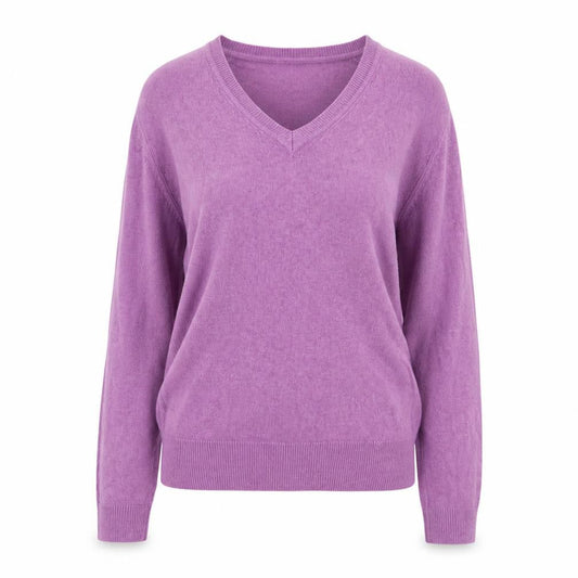 Marks & Spencer Womens Purple V-Neck Acrylic Pullover Jumper Size 8