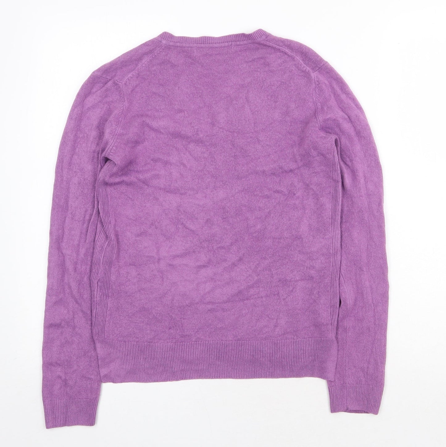 Marks and Spencer Womens Purple V-Neck Acrylic Pullover Jumper Size 8