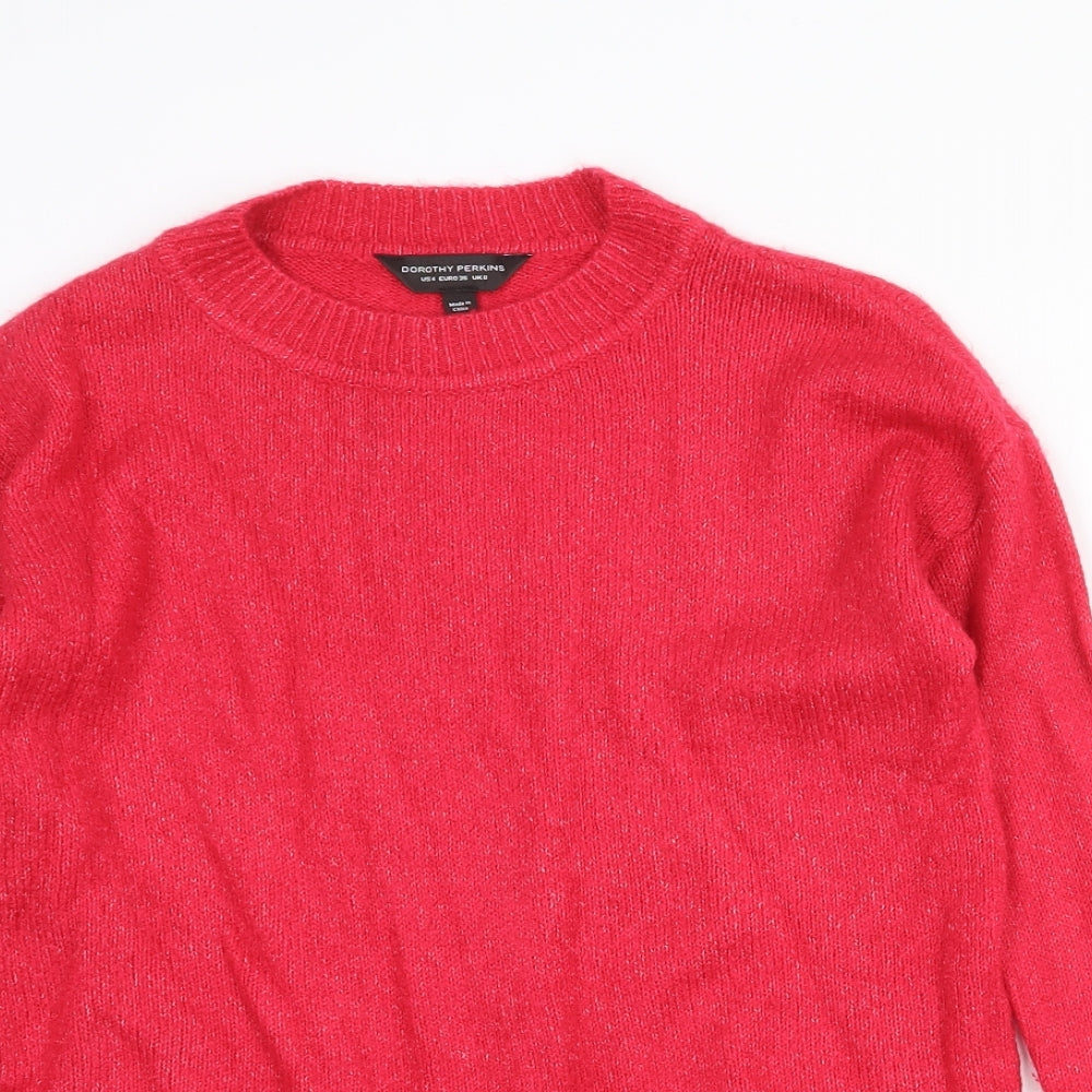 Dorothy Perkins Womens Pink Round Neck Acrylic Pullover Jumper Size 8