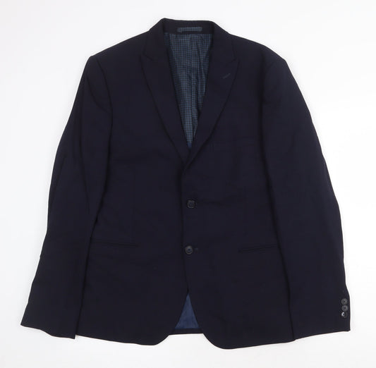Marks and Spencer Mens Blue Wool Jacket Suit Jacket Size 42 Regular