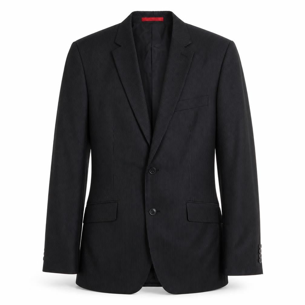 Burton Mens Black Striped Polyester Jacket Blazer Size 40 Regular