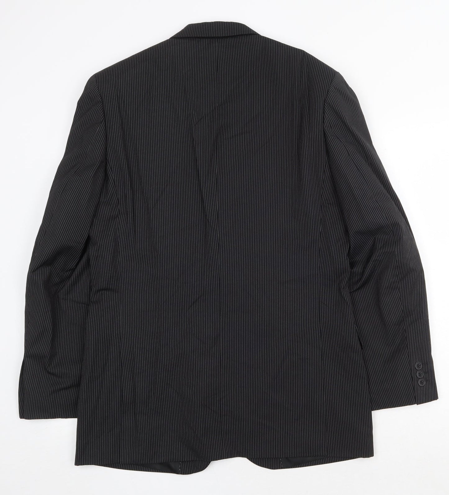Burton Mens Black Striped Polyester Jacket Blazer Size 40 Regular