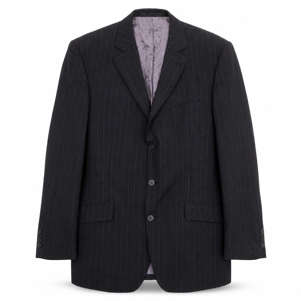 Marks & Spencer Mens Black Striped Wool Jacket Suit Jacket Size 40 Regular