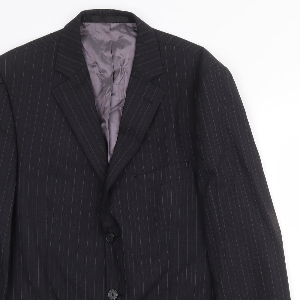 Marks and Spencer Mens Black Striped Wool Jacket Suit Jacket Size 40 Regular