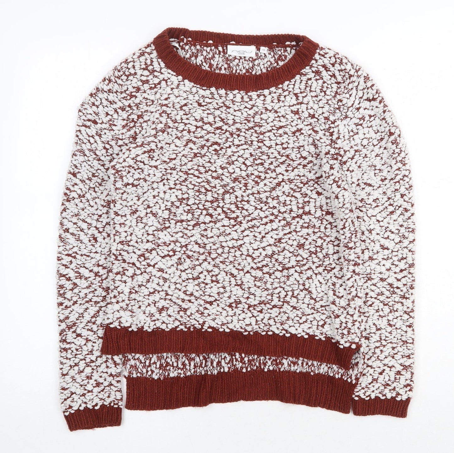 New Look Womens White Boat Neck Polyester Pullover Jumper Size 10
