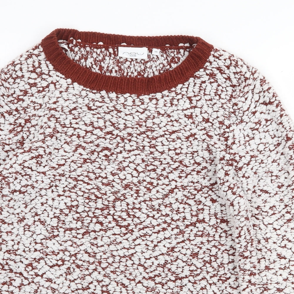 New Look Womens White Boat Neck Polyester Pullover Jumper Size 10