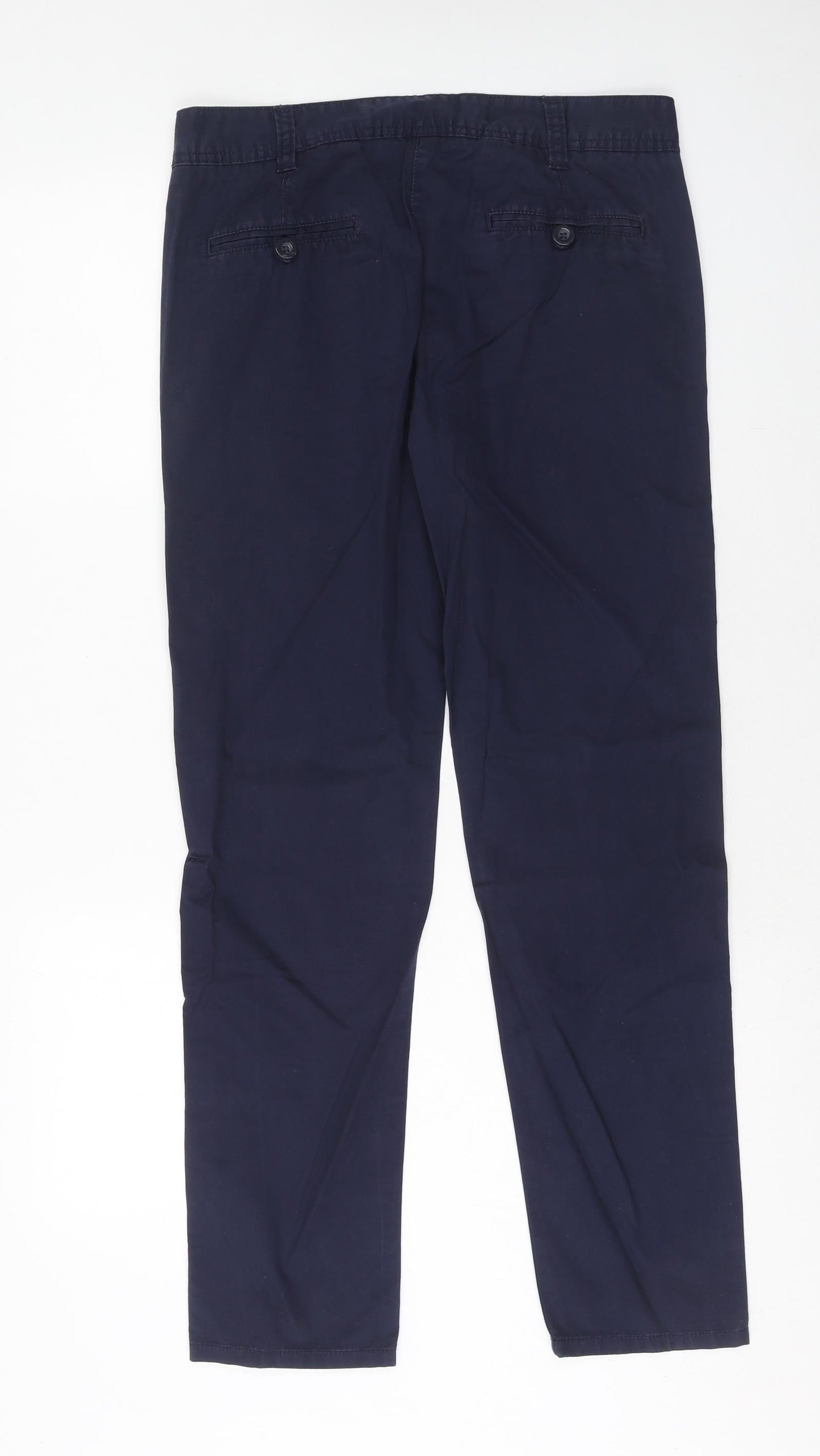 NEXT Womens Blue Cotton Trousers Size 8 Regular Zip