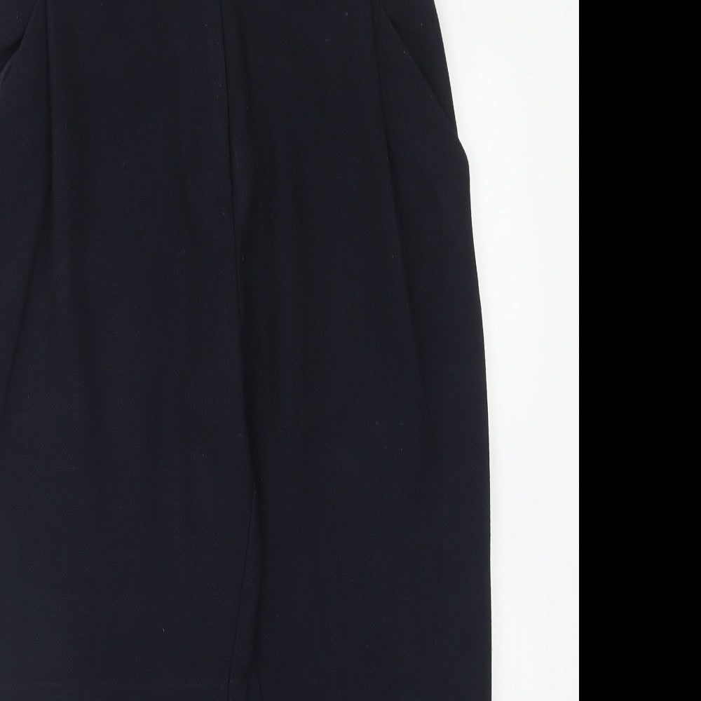 Topshop Womens Blue Polyester Trousers Size 10 Regular Hook & Eye