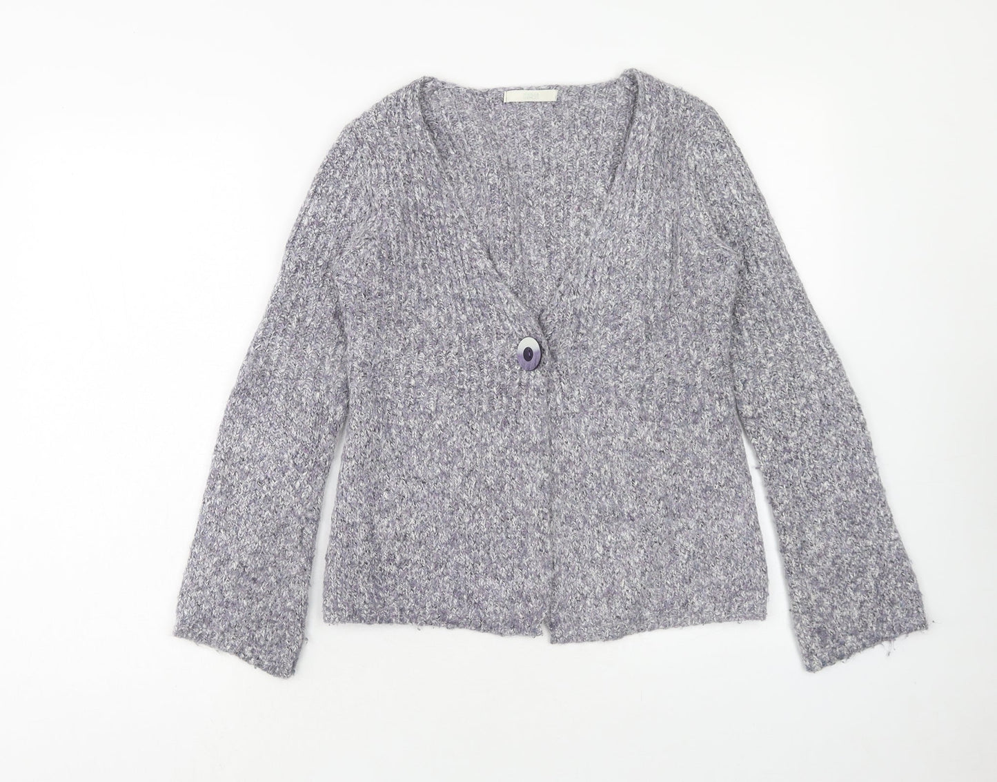 Marks and Spencer Womens Purple V-Neck Cotton Cardigan Jumper Size 8