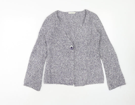 Marks and Spencer Womens Purple V-Neck Cotton Cardigan Jumper Size 8
