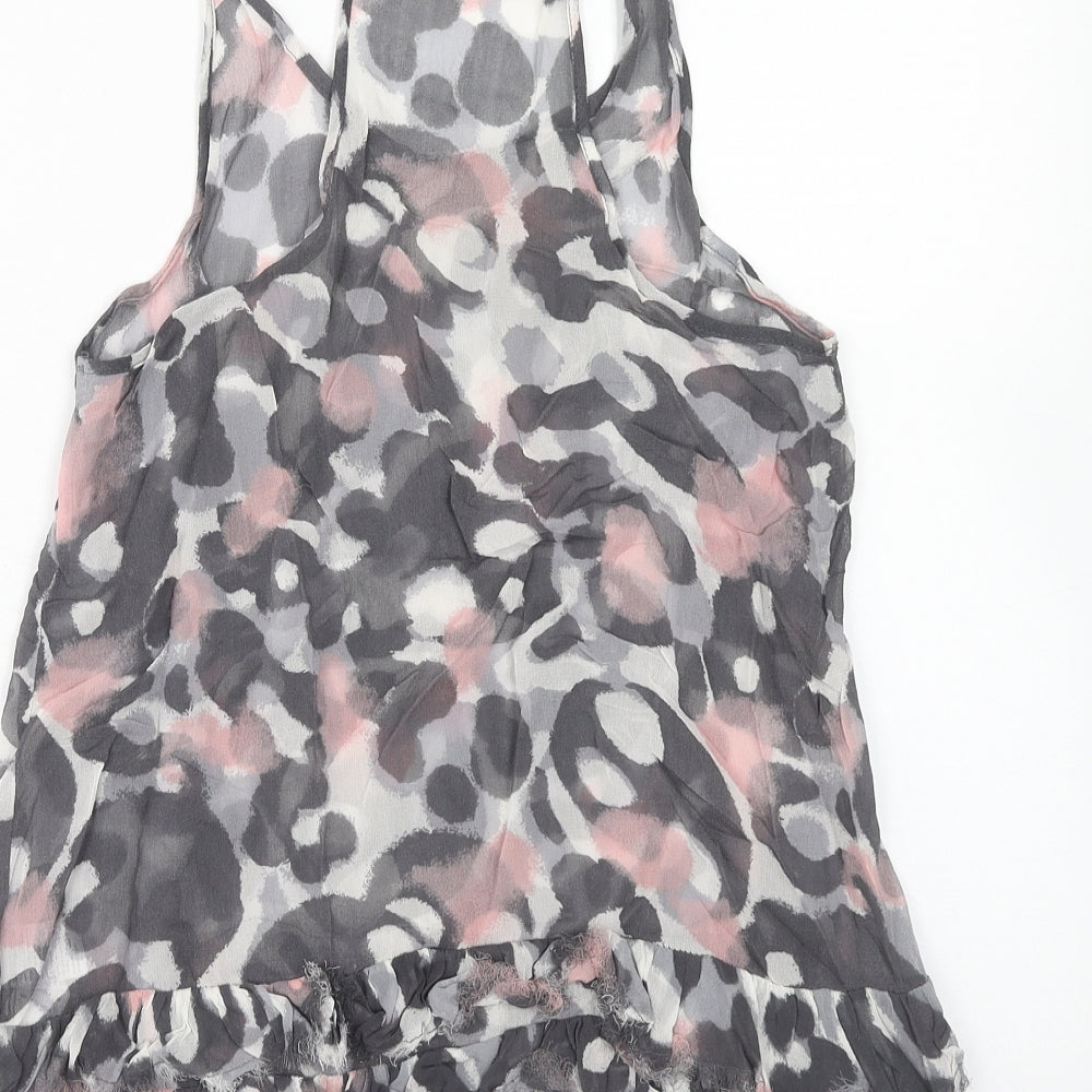 New Look Girls Grey Animal Print Viscose Basic Tank Size 13 Years Scoop Neck Pullover