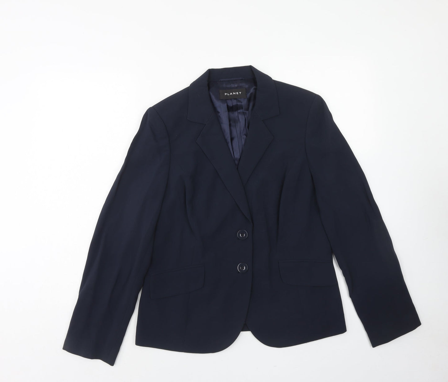 Planet Womens Blue Polyester Jacket Blazer Size 14 Button
